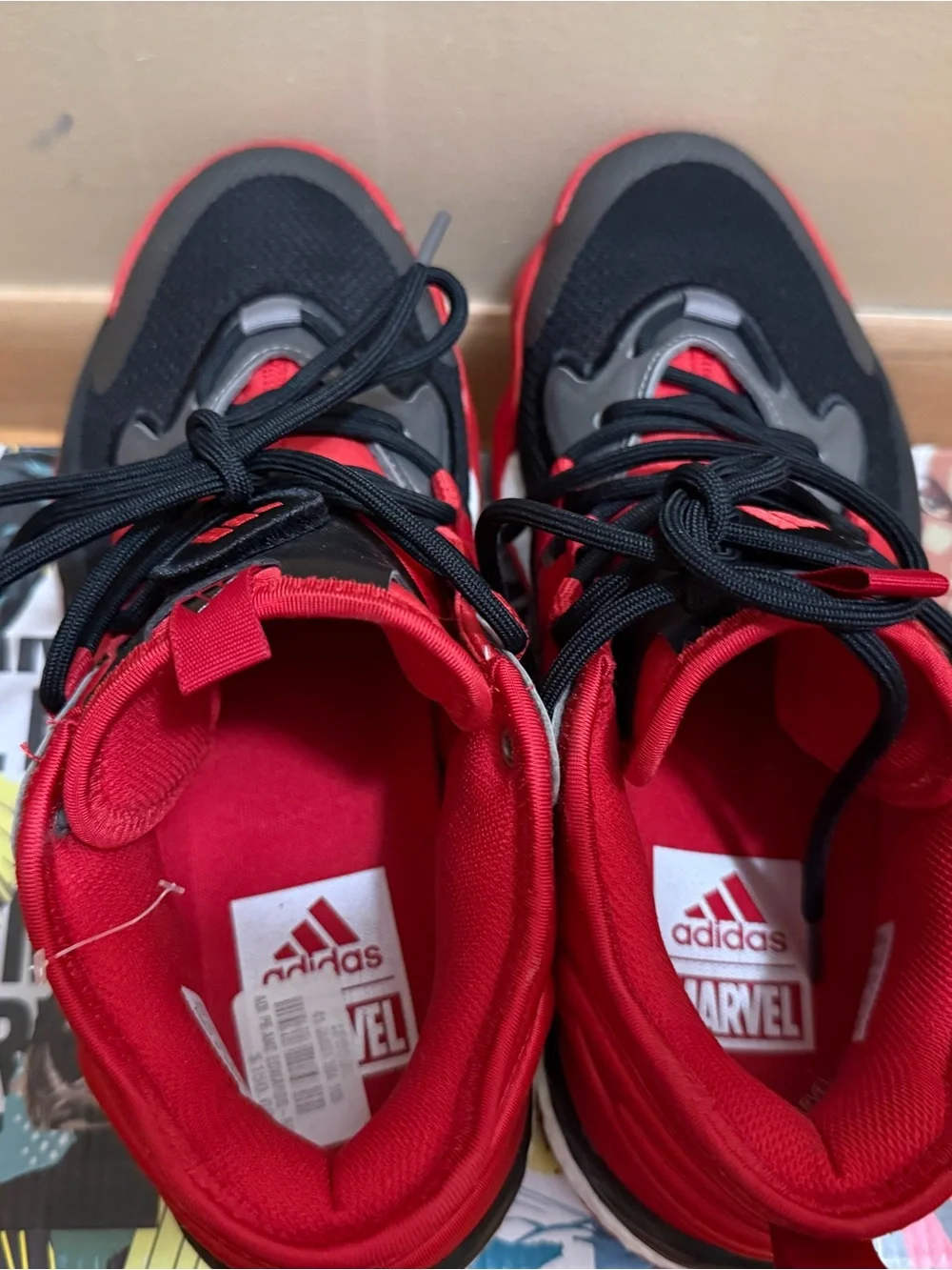 Adidas Black & Red Marvel Athletic Sneakers